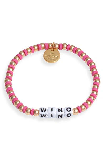 Little Words Project Wino Beaded Stretch Bracelet In Wine Gold