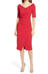 Tadashi Shoji Ruched Crepe Cocktail Dress In Flame