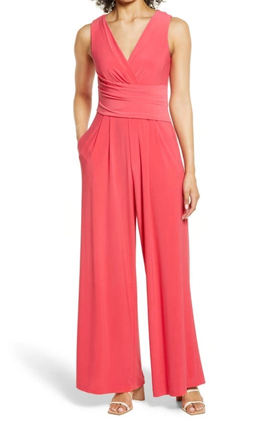 Eliza J Ruched Waist Sleeveless Jumpsuit In Pink