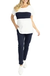 Angel Maternity Home To Street Maternity T-shirt & Pants Set In Navy