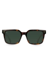 Raen West 55mm Polarized Square Sunglasses In Kola Tortoise/ Green Polar