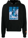 Heron Preston Herons Print Cotton Jersey Hoodie In Black