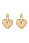 Eye Candy Los Angeles Brass Golden Hearts Cz Crystal Huggie Earrings In Gold