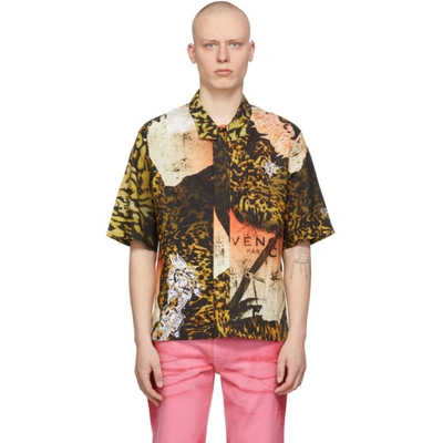 Givenchy Boxy Logo Short Sleeve Cotton Button-up Shirt In Green