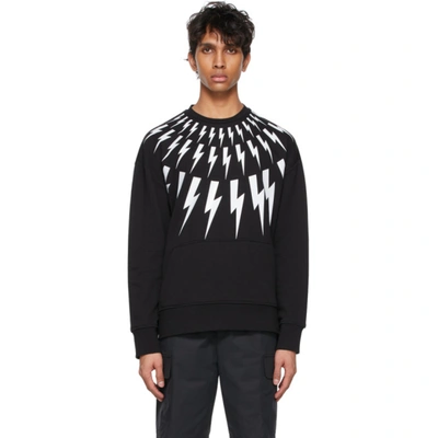 Neil Barrett Thunderbolt Print Sweatshirt In Black