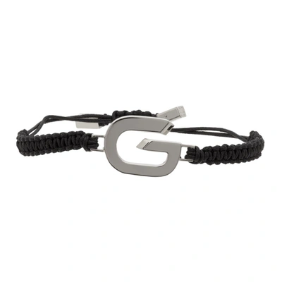Givenchy G Link Silver-toned Brass And Cord Bracelet In Black And Silver