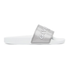 GIVENCHY SILVER & WHITE LOGO FLAT SLIDES