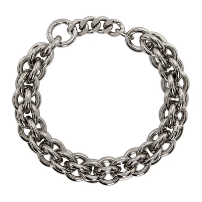 Alyx Silver Leather Details Chunky Chain Necklace