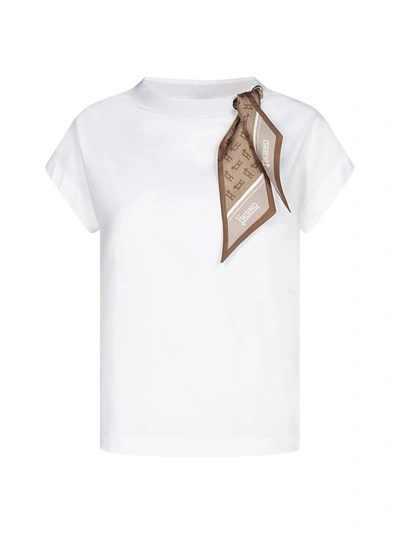 Herno Silk Scarf-detail T-shirt In White