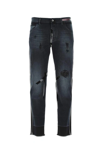 Dolce & Gabbana Distressed Straight-leg Jeans In Blue