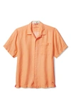 Tommy Bahama Sea Glass Short Sleeve Button-up Linen Camp Shirt In Peach Parrot