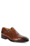 Paul Stuart Giordano Monk-strap Leather Shoes In Walnut