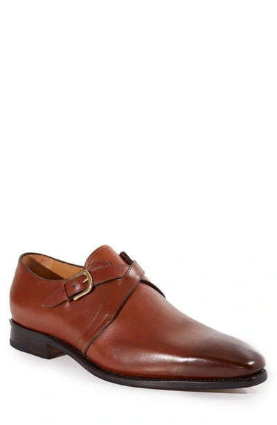 Paul Stuart Galante Double Monk Strap Shoe In Brown Leather