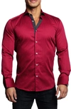 MACEOO EINSTEIN DOTLINE RED CONTEMPORARY FIT BUTTON-UP SHIRT,202103010013