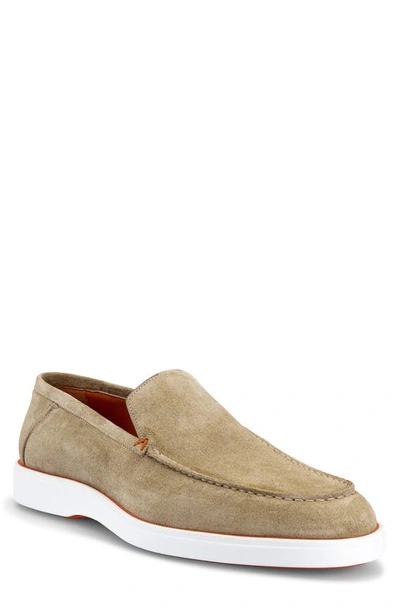 Santoni Years Of Age Suede Loafers In Beige