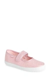 Cienta Kids' Mary Jane Sneaker In Bubble Gum Sparkle