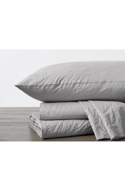 Coyuchi Crinkled Organic Cotton Percale Duvet Cover In Pewter