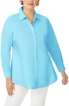 Foxcroft Cicil Non-iron Button-up Tunic In Tropic Blue