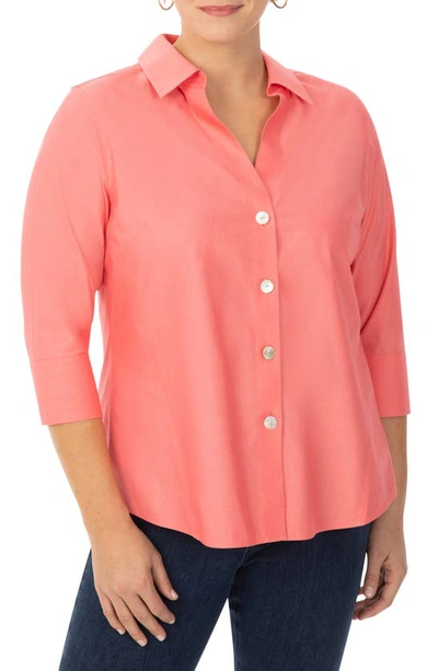 Foxcroft Paityn Non-iron Cotton Shirt In Coral Spice