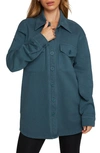 Good American Fleece Shirt Jacket In Orion Blue001
