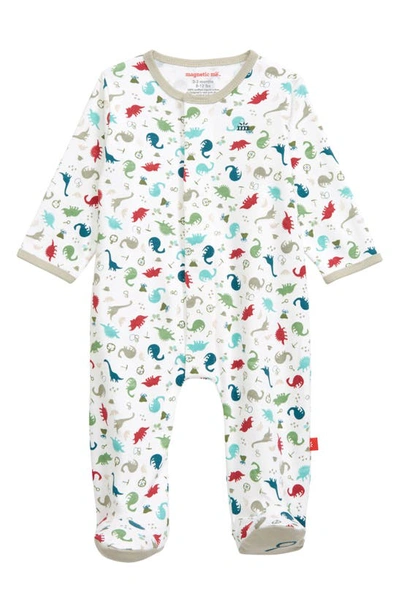 Magnetic Me Babies' Dino Expedition Organic Cotton Fitted One-piece Pajamas In Gray