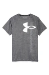 Under Armour Kids' Big Boys Tech Split Logo Hybrid Short Sleeve T-shirt In Black