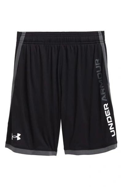 Under Armour Kids' Ua Stunt 3.0 Performance Athletic Shorts In Black / Pitch Gray / White
