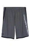 Under Armour Kids' Ua Stunt 3.0 Performance Athletic Shorts In Pitch Gray / Black / Black