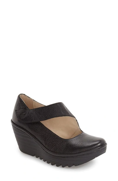 Fly London 'yasi' Wedge Pump In Black Leather