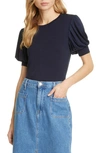 Frame Puff Sleeve Top In Navy