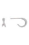 Nordstrom Rack Gold Or Silver-tone Pave Cz Twist Huggie Hoop Earrings In Clear- Silver