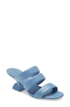 Ferragamo Steffie Triple Strap Slide Sandal In Chambray