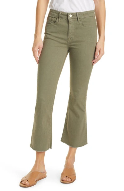 Frame Le Crop Mini Bootcut High Waist Jeans In Washed Military