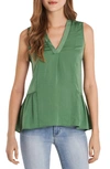 Vince Camuto Sleeveless Rumple Ruffle Blouse In Lush Eden