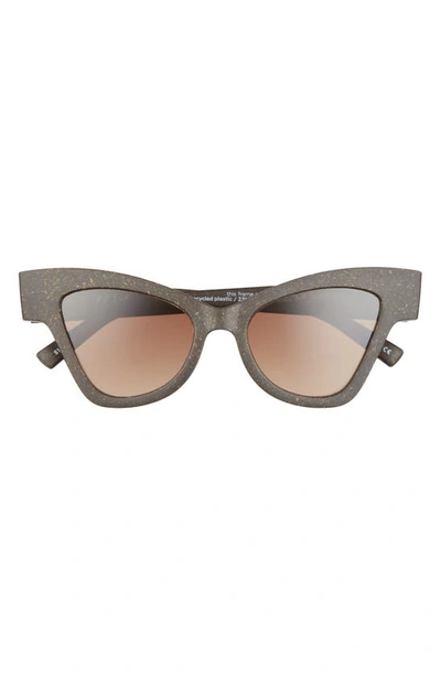 Le Specs Hourglass 51mm Polarized Cat Eye Sunglasses In Midnight Grass/ Brown Grad