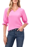 Cece Ruffle V-neck Blouse In Pink Taffy