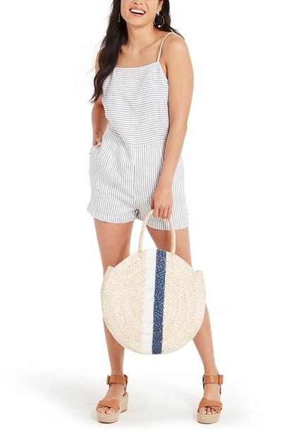 Vineyard Vines Stripe Linen Romper In Jet Stripe White