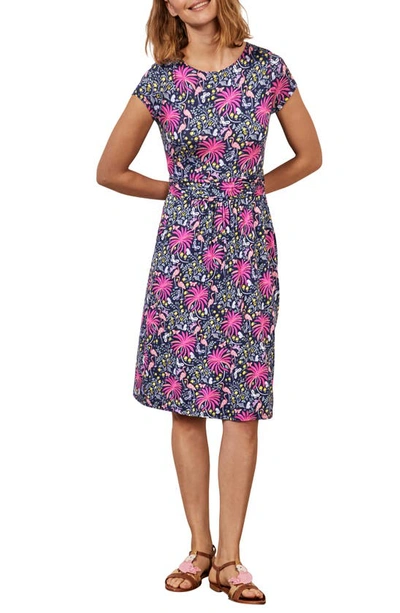 Boden Amelie Print Jersey Dress In Navy Tropical Charm
