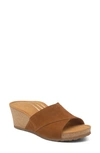 Aetrex Cora Wedge Slide Sandal In Scotch Nubuck Leather