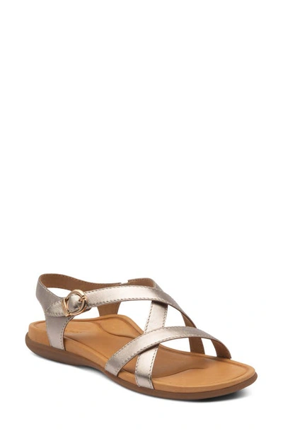 Aetrex Penny Strappy Sandal In Metallic Leather