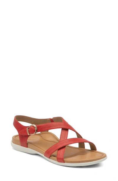 Aetrex Penny Strappy Sandal In Red Leather