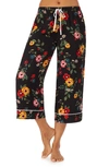 Room Service Wide Leg Crop Pajama Pants In Black Floral