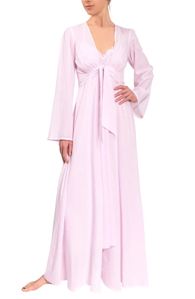 Everyday Ritual Diana Tie-front Long Cotton Robe In Pink