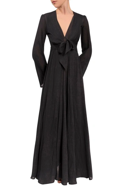 Everyday Ritual Diane Cotton Duster Robe In Black