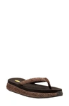 Volatile Palau Platform Flip Flop In Brown Fabric