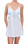 Everyday Ritual Isabelle Tie-front Cotton Chemise In Sea Glass Blue