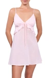 Everyday Ritual Isabelle Tie-front Cotton Chemise In Blush Pink