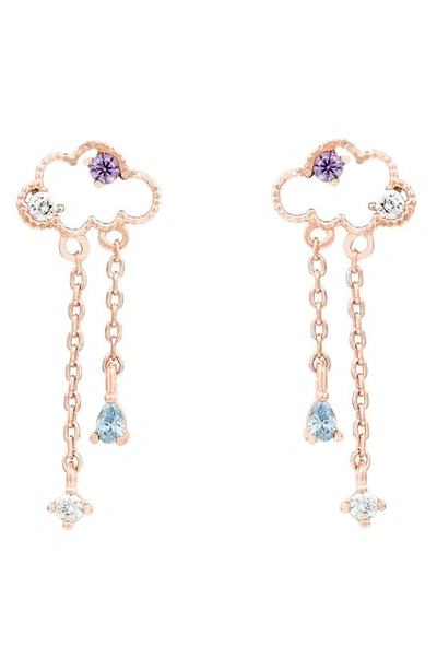 Girls Crew Reigning Clouds Dangle Earrings In Rose Gold-plated