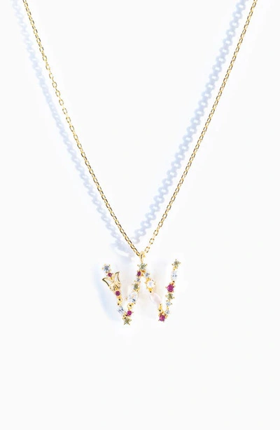 Girls Crew Flutterfly Stone Initial Necklace In Gold W