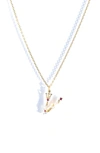 Girls Crew Flutterfly Stone Initial Necklace In Gold V